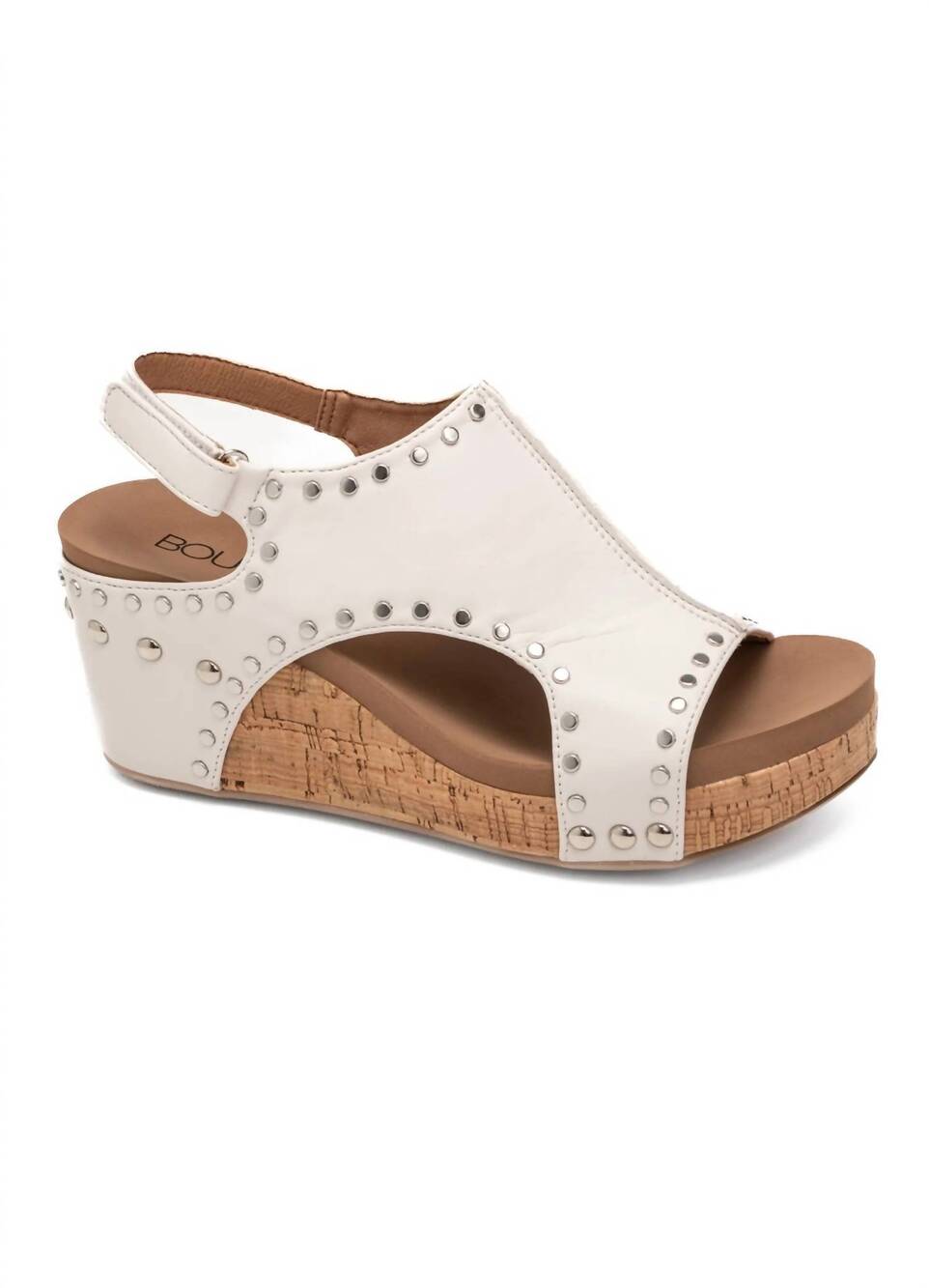 NEW CORKYS FOOTWEAR women's carley studded wedge in ivory studs